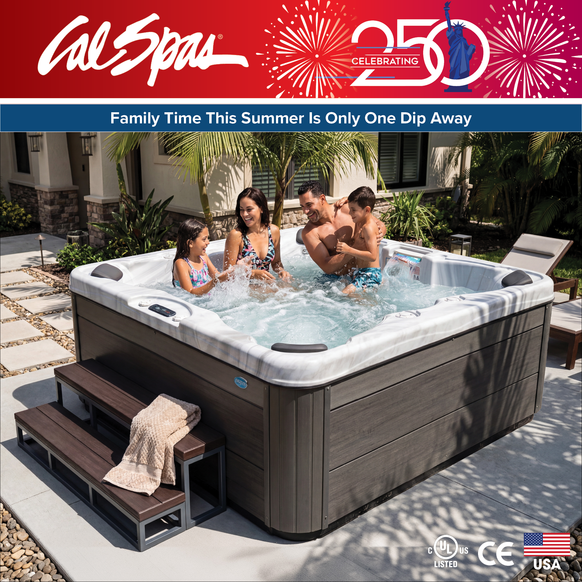Calspas hot tub being used in a family setting - Miles City